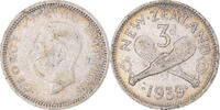 New Zealand 3 Pence Coin, George VI, British Royal Mint -