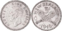 New Zealand 3 Pence Coin, George VI, British Royal Mint -