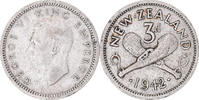 New Zealand 3 Pence Coin, George VI, British Royal Mint -