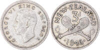 New Zealand 3 Pence Coin, George VI, British Royal Mint -
