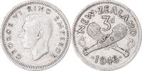 New Zealand 3 Pence Coin, George VI, British Royal Mint -