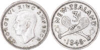 New Zealand 3 Pence Coin, George VI, British Royal Mint -