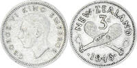New Zealand 3 Pence Coin, George VI, British Royal Mint -