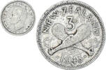 New Zealand 3 Pence Coin, George VI, British Royal Mint -