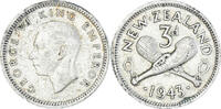 New Zealand 3 Pence Coin, George VI, British Royal Mint -