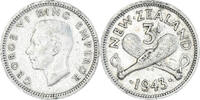 New Zealand 3 Pence Coin, George VI, British Royal Mint -