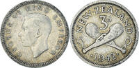 New Zealand 3 Pence Coin, George VI, British Royal Mint -