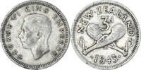 New Zealand 3 Pence Coin, George VI, British Royal Mint -