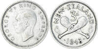 New Zealand 3 Pence Coin, George VI, British Royal Mint -