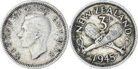 New Zealand 3 Pence Coin, George VI, British Royal Mint -
