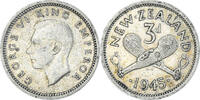 New Zealand 3 Pence Coin, George VI, British Royal Mint -