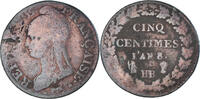 France 5 Centimes Coin, Dupré, Strasbourg, Copper -