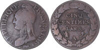 France 5 Centimes Coin, Dupré, Paris, Bronze, KM:640.1 -
