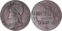 France 5 Centimes Coin, Dupré, Paris, Bronze, KM:635.1 -