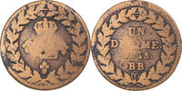 France Decime Coin, Louis XVIII, Strasbourg, Bronze, KM:701 -