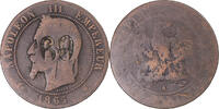 France 10 Centimes Coin, Napoleon III, Paris, Countermark -