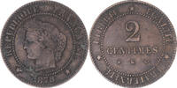 France 2 Centimes Coin, Cérès, Bordeaux, Bronze, KM:827.2 -
