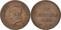 France Centime Coin, Dupré, Paris, Bronze, KM:754 -