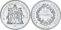 France 50 Francs Coin, Hercule, Paris, série FDC, Silver -