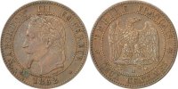 France 2 Centimes Coin, Napoleon III, Napoléon III, Strasbourg -