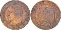 France 2 Centimes Coin, Napoleon III, Napoléon III, Bordeaux -