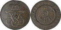 Denmark 5 Øre Frederik VIII, Copenhagen, Bronze, KM:806 -