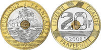 France 20 Francs Mont Saint Michel, Monnaie de Paris, BU, Tri-Metallic -