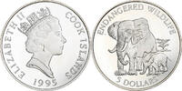 Cook Islands 5 Dollars Elizabeth II, Endangered Wildlife, Proof, Silver -