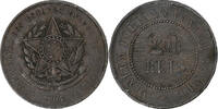 Brazil 20 Reis Rio de Janeiro, Bronze, KM:490 -