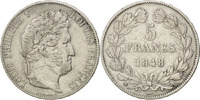 France 5 Francs Coin, Louis-Philippe, Strasbourg, Silver -