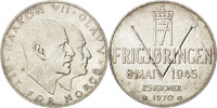 Norway 25 Kroner Coin, Olav V, Silver, KM:414 -