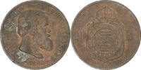 Brazil 10 Reis Coin, Pedro II, Bronze, KM:473 -