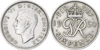 Great Britain 6 Pence Coin, George VI, Copper-nickel, KM:875 -