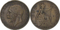 Great Britain Penny Coin, George V, Bronze, KM:826 -