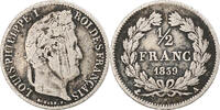 France 1/2 Franc Coin, Louis-Philippe, Paris, Silver -