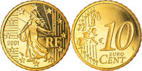 France 10 Euro Cent 2001 Paris Paris, Proof, Brass, KM:1285 MS(65-70)