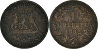 German States Kreuzer Coin, NASSAU, Adolph, Wiesbaden -