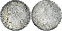 France 5 Francs Coin, Cérès, Bordeaux, Silver, KM:818.4 -