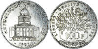 France 100 Francs Coin, Panthéon, Paris, Silver, KM:951.1 -