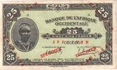 French West Africa 25 Francs 1942-12-14, Specimen -