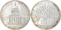 France 100 Francs Coin, Panthéon, Paris, Silver, KM:951.1 -