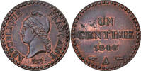 France Centime Coin, Dupré, Paris, Bronze, KM:754 -