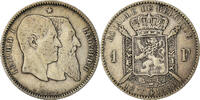Belgium Franc Coin, Leopold II, Silver, KM:38 -
