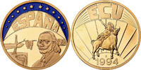 Spain Medaille Ecu Europa, Copper Gilt -
