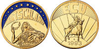 Germany Medaille Ecu Europa, Copper Gilt -