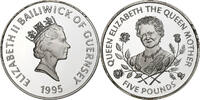 Guernsey 5 Pounds Elizabeth II, British Royal Mint, Silver -