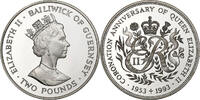 Guernsey 2 Pounds Elizabeth II, Guernesey, Silver -