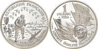 France Franc Normandy Invasion, Paris, Proof, Silver, KM:1014 -