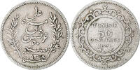 Tunisia 50 Centimes Ali Bey, Paris, Silver, KM:223 -