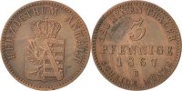 German States 3 Pfennige Coin, ANHALT-BERNBURG, Alexander Carl -